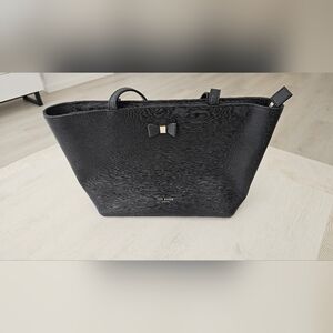 Ted Baker Black Tote Bag with Rose Gold Bow Accent